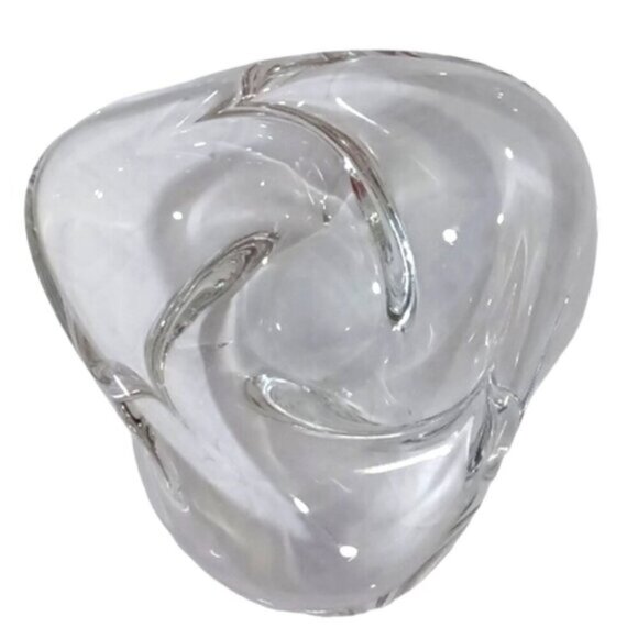 St. Louis France Crystal Caravelle Triangular Twisted Swirl Bowl Trinket Dish - Picture 3 of 6